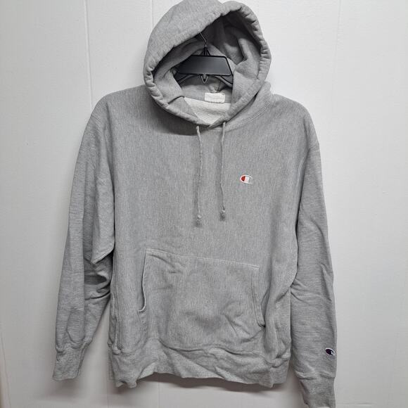 Champion Reverse Weave Hoodie Men’s Size Large Gray Pullover Sweatshirt Logo - Picture 1 of 9